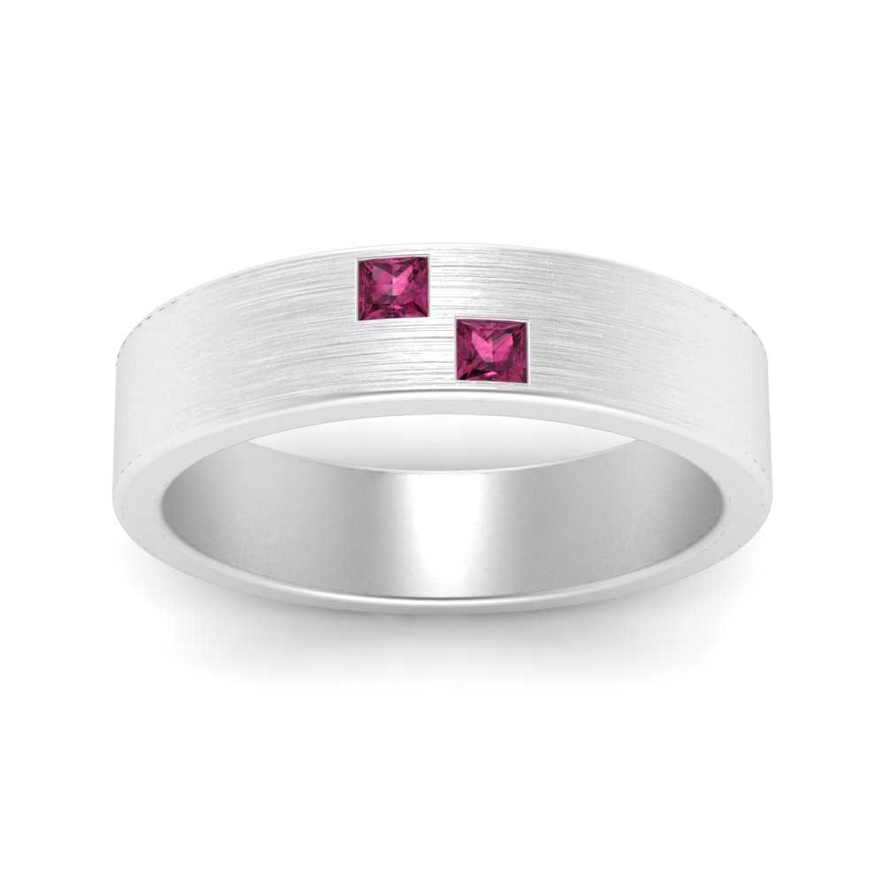 Princess Cut Brush Finish Band Fascinating Diamonds