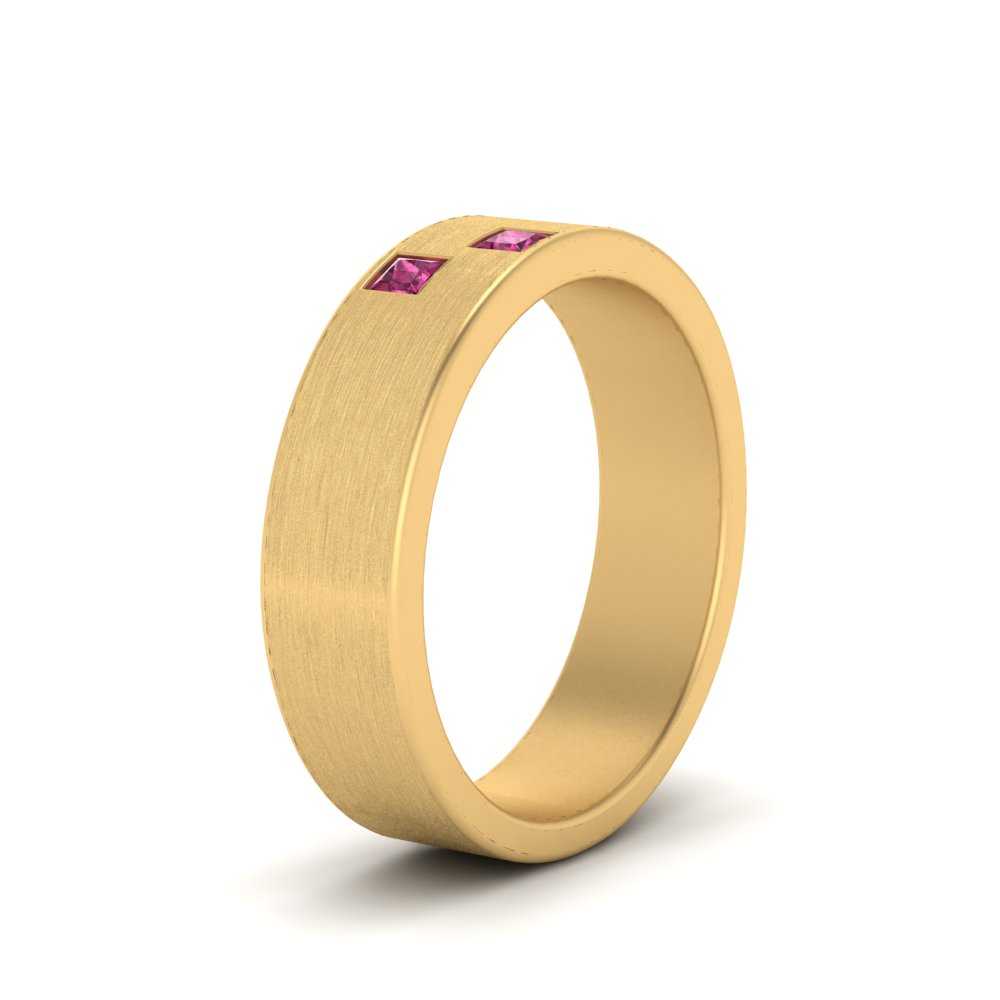 Princess Cut Brush Finish Band Fascinating Diamonds