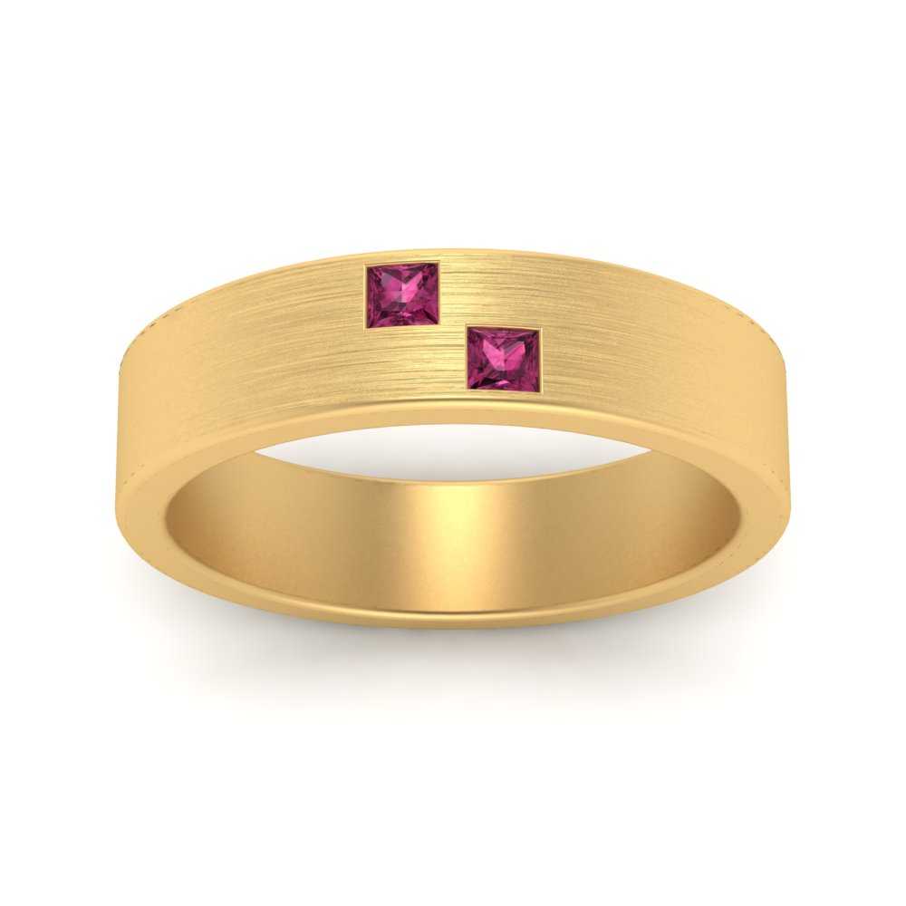 Princess Cut Brush Finish Band Fascinating Diamonds