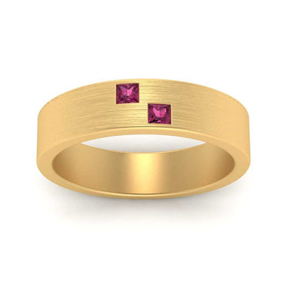Princess Cut Brush Finish Band Fascinating Diamonds