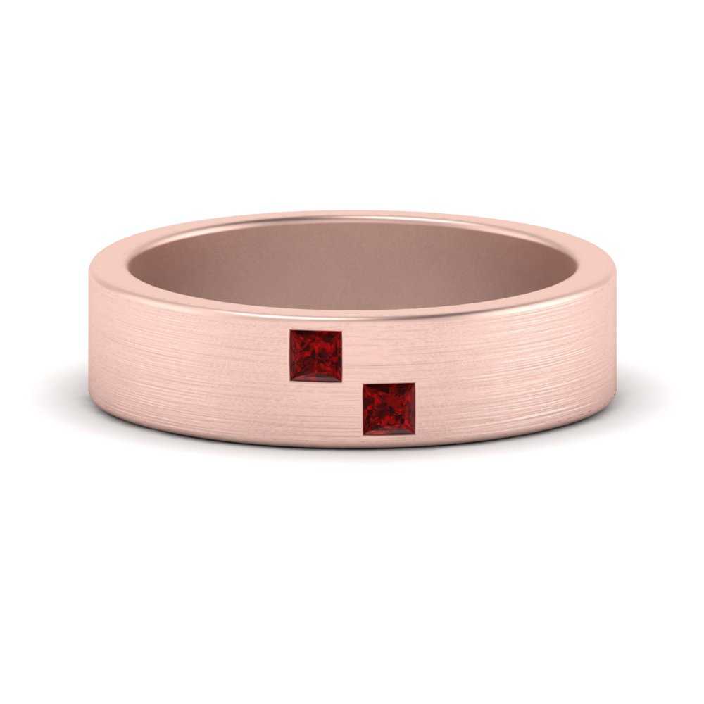 Princess Cut Brush Finish Band Fascinating Diamonds