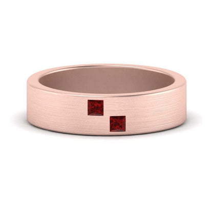 Princess Cut Brush Finish Band Fascinating Diamonds