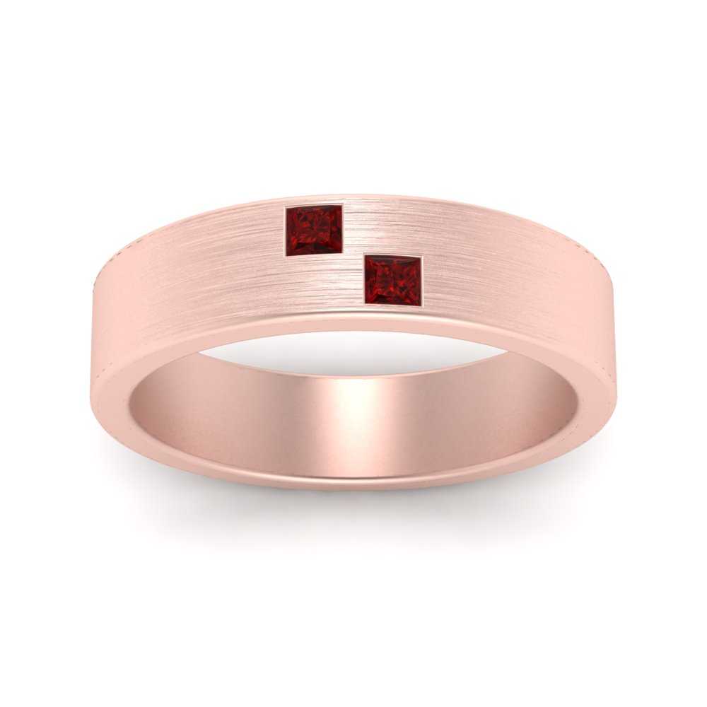 Princess Cut Brush Finish Band Fascinating Diamonds