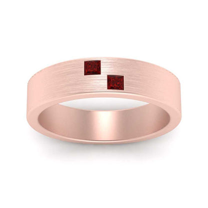 Princess Cut Brush Finish Band Fascinating Diamonds