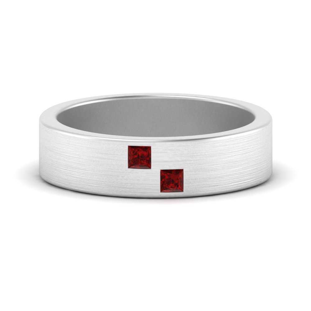 Princess Cut Brush Finish Band Fascinating Diamonds
