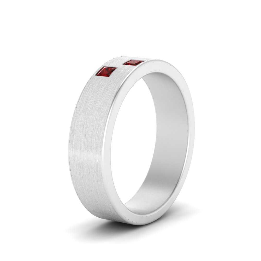 Princess Cut Brush Finish Band Fascinating Diamonds
