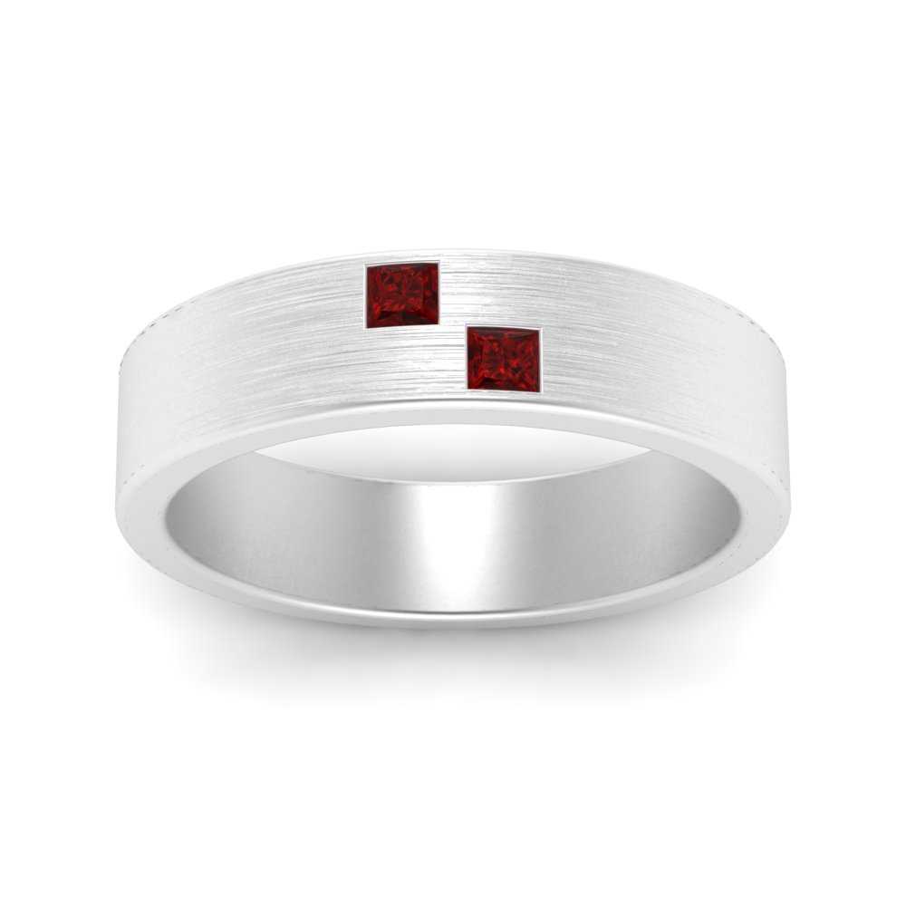 Princess Cut Brush Finish Band Fascinating Diamonds