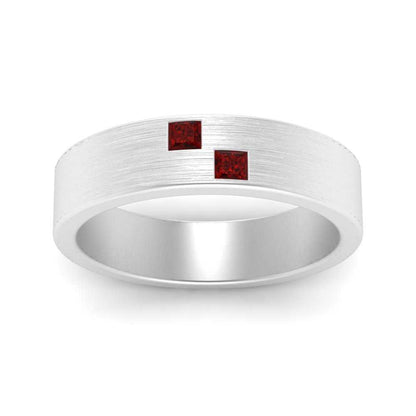Princess Cut Brush Finish Band Fascinating Diamonds