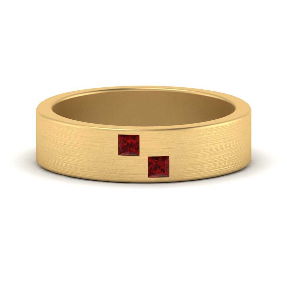 Princess Cut Brush Finish Band Fascinating Diamonds