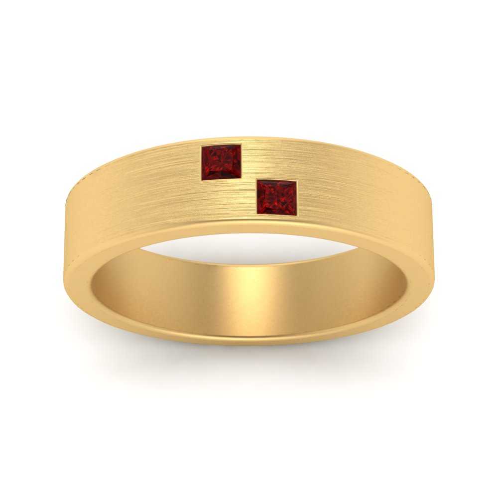 Princess Cut Brush Finish Band Fascinating Diamonds
