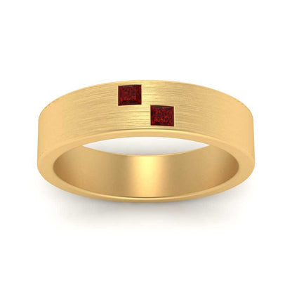 Princess Cut Brush Finish Band Fascinating Diamonds