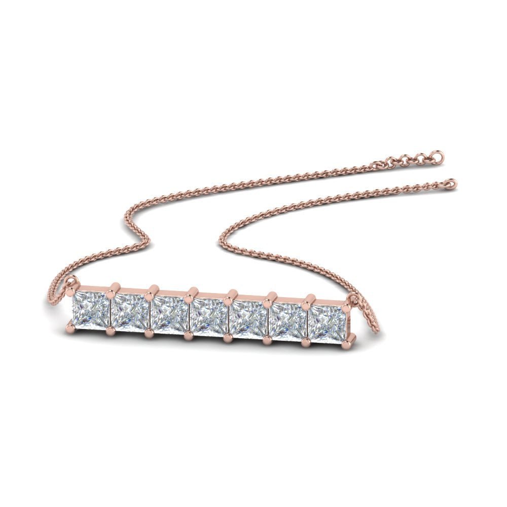 Princess Cut Horizontal Bar Pendant Fascinating Diamonds