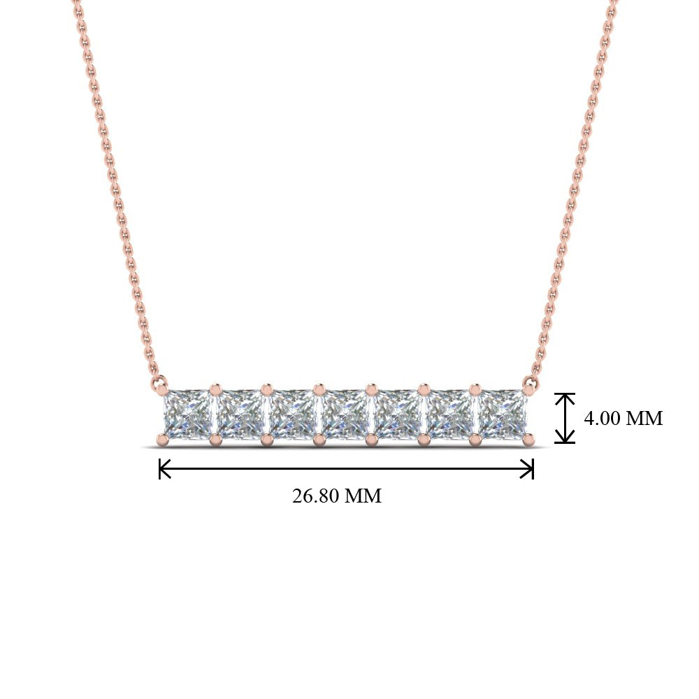 Princess Cut Horizontal Bar Pendant Fascinating Diamonds