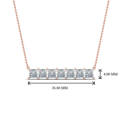 Princess Cut Horizontal Bar Pendant Fascinating Diamonds