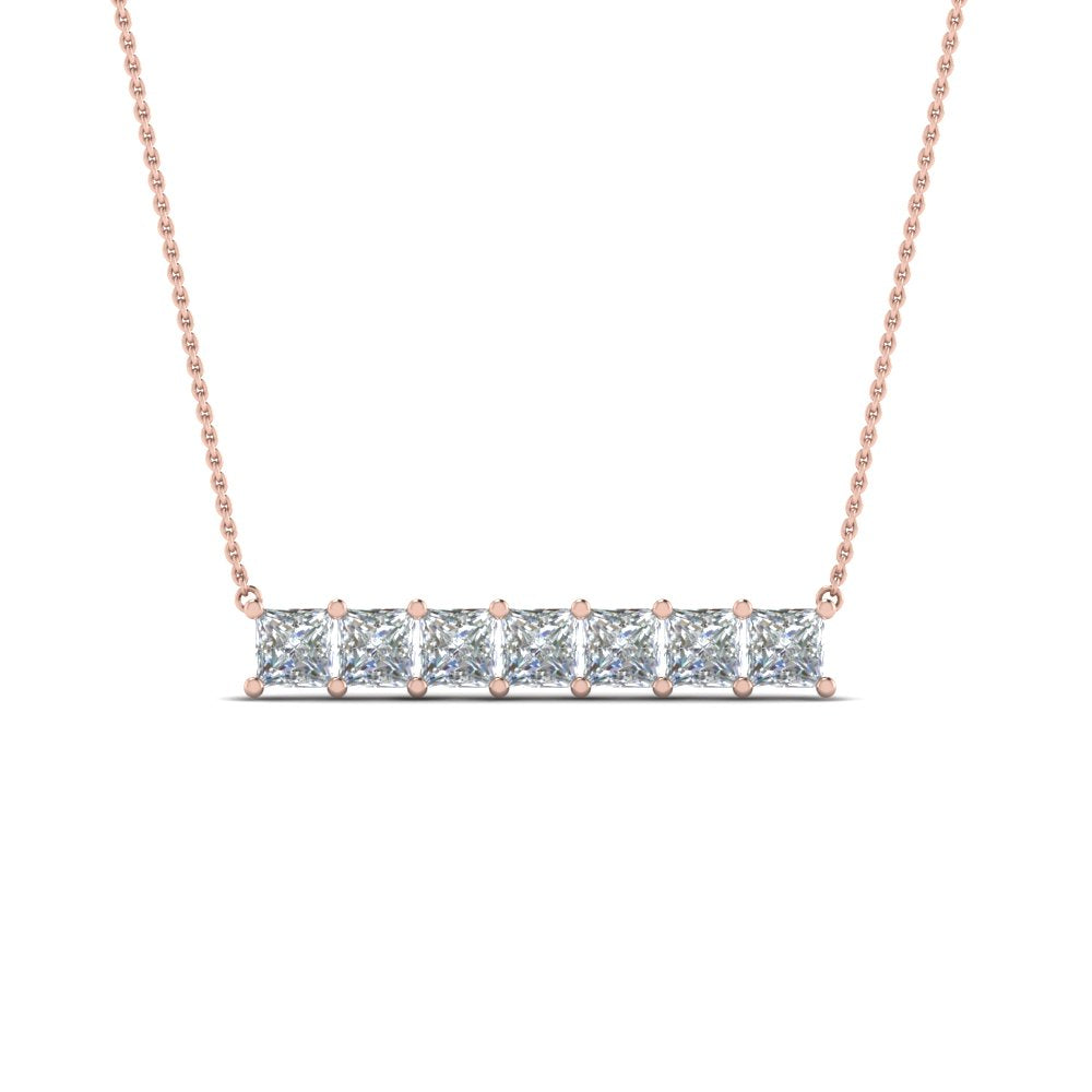 Princess Cut Horizontal Bar Pendant Fascinating Diamonds