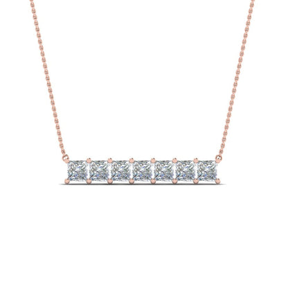 Princess Cut Horizontal Bar Pendant Fascinating Diamonds