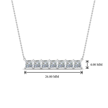 Princess Cut Horizontal Bar Pendant Fascinating Diamonds