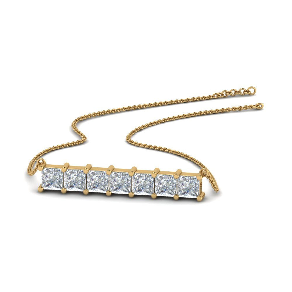 Princess Cut Horizontal Bar Pendant Fascinating Diamonds