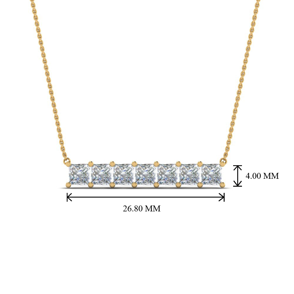 Princess Cut Horizontal Bar Pendant Fascinating Diamonds