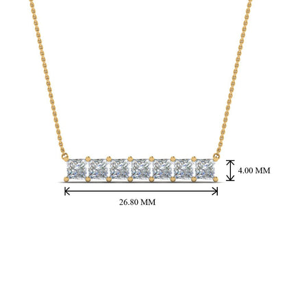 Princess Cut Horizontal Bar Pendant Fascinating Diamonds