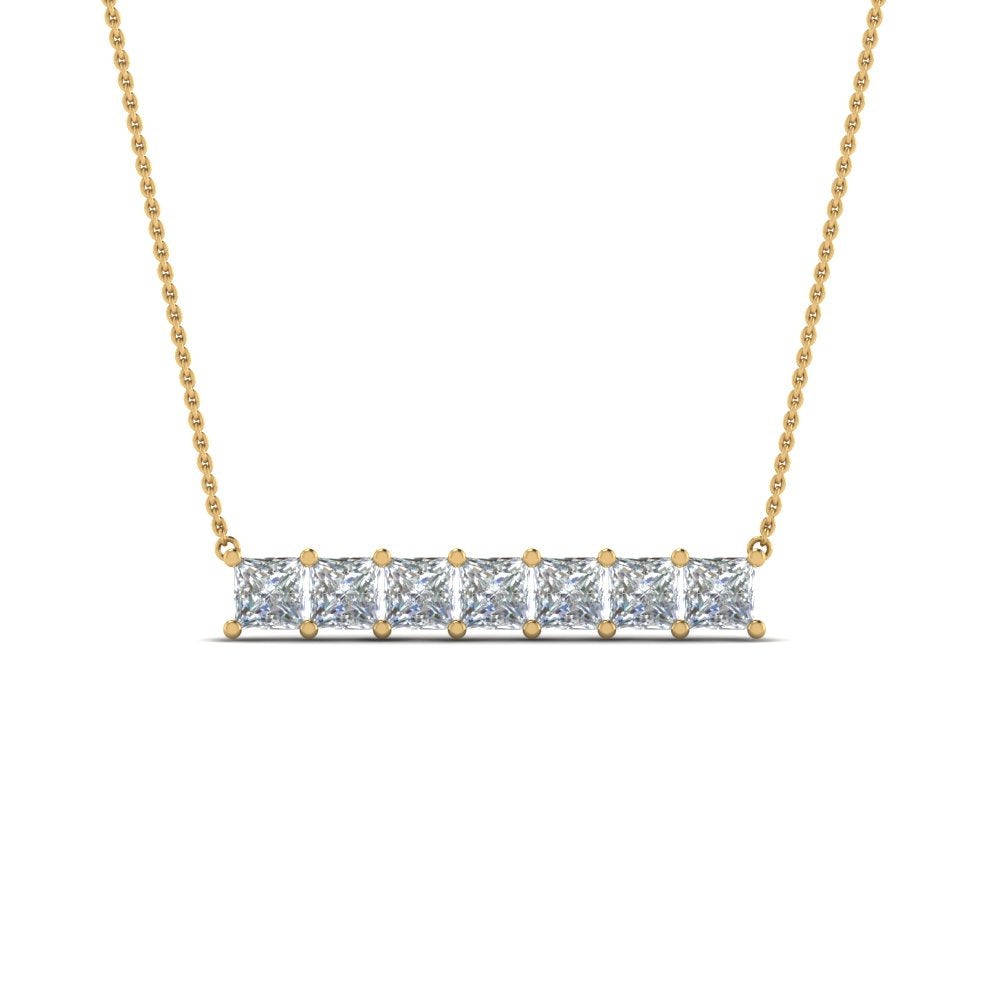Princess Cut Horizontal Bar Pendant Fascinating Diamonds