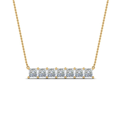 Princess Cut Horizontal Bar Pendant Fascinating Diamonds