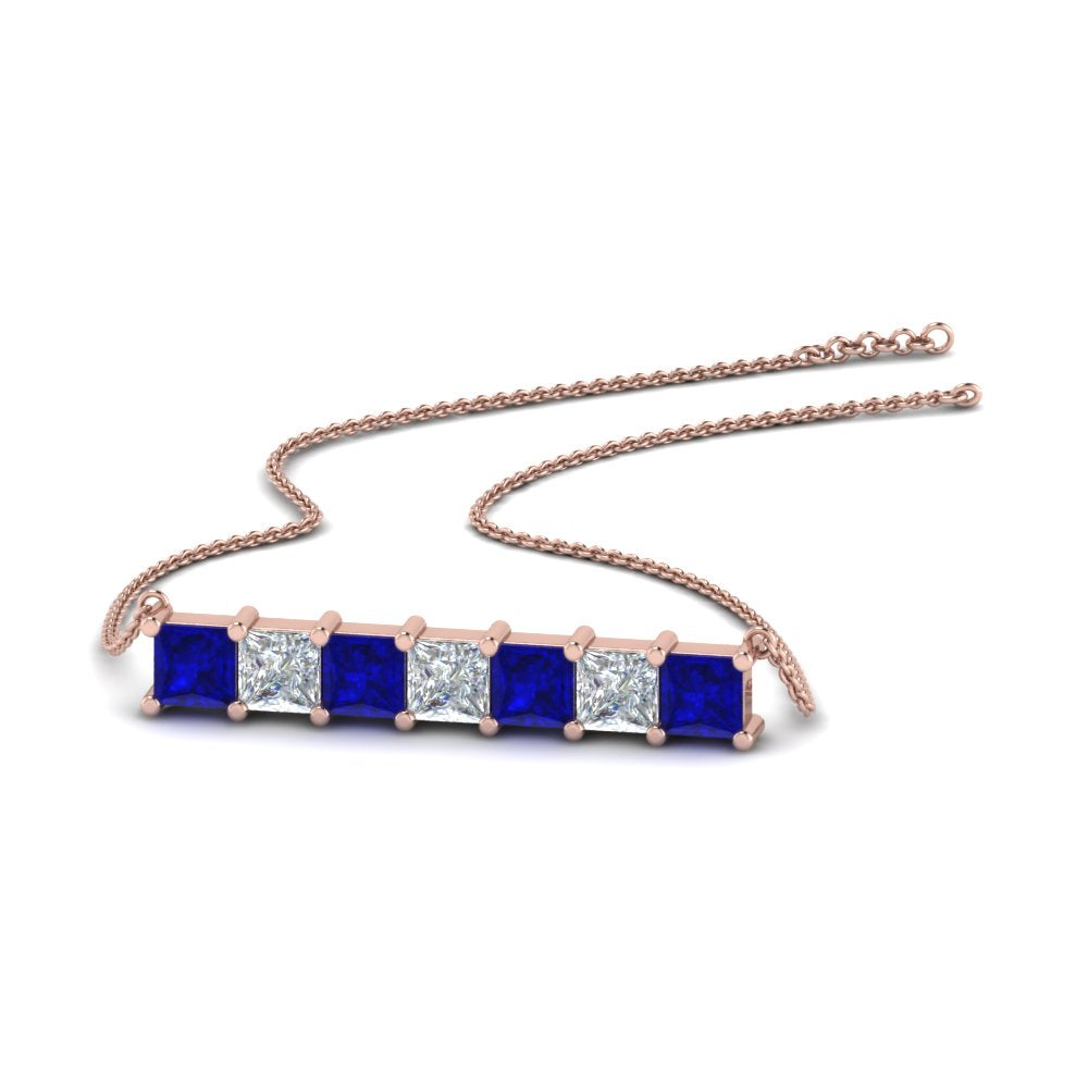 Princess Cut Horizontal Bar Pendant Fascinating Diamonds