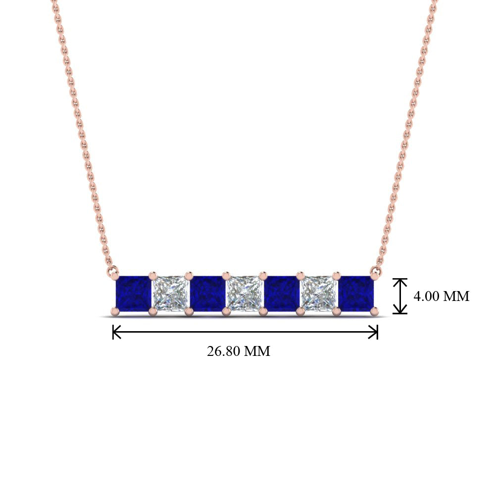Princess Cut Horizontal Bar Pendant Fascinating Diamonds