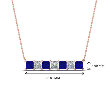 Princess Cut Horizontal Bar Pendant Fascinating Diamonds