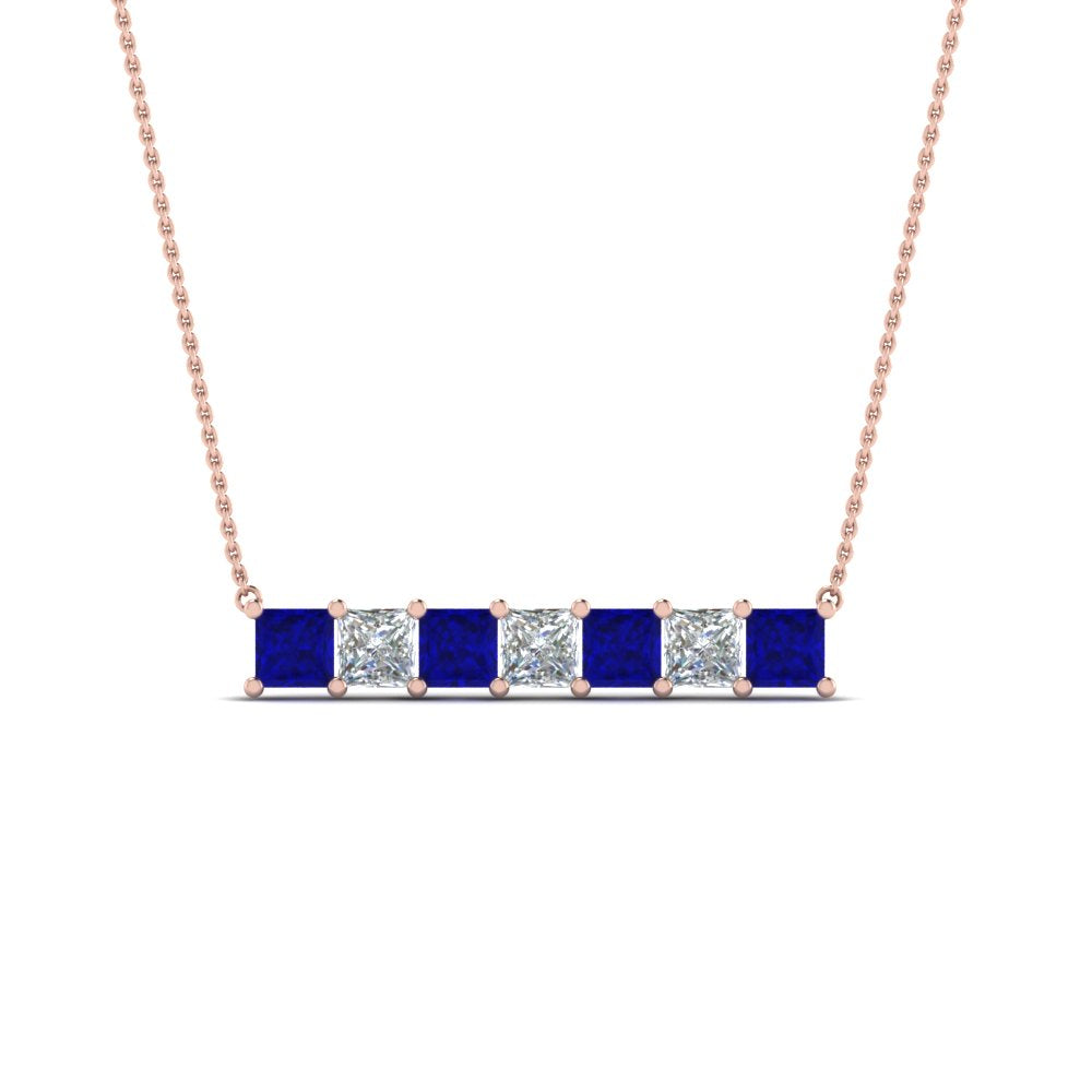 Princess Cut Horizontal Bar Pendant Fascinating Diamonds