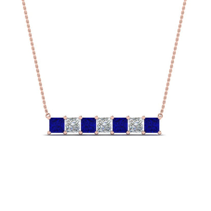 Princess Cut Horizontal Bar Pendant Fascinating Diamonds