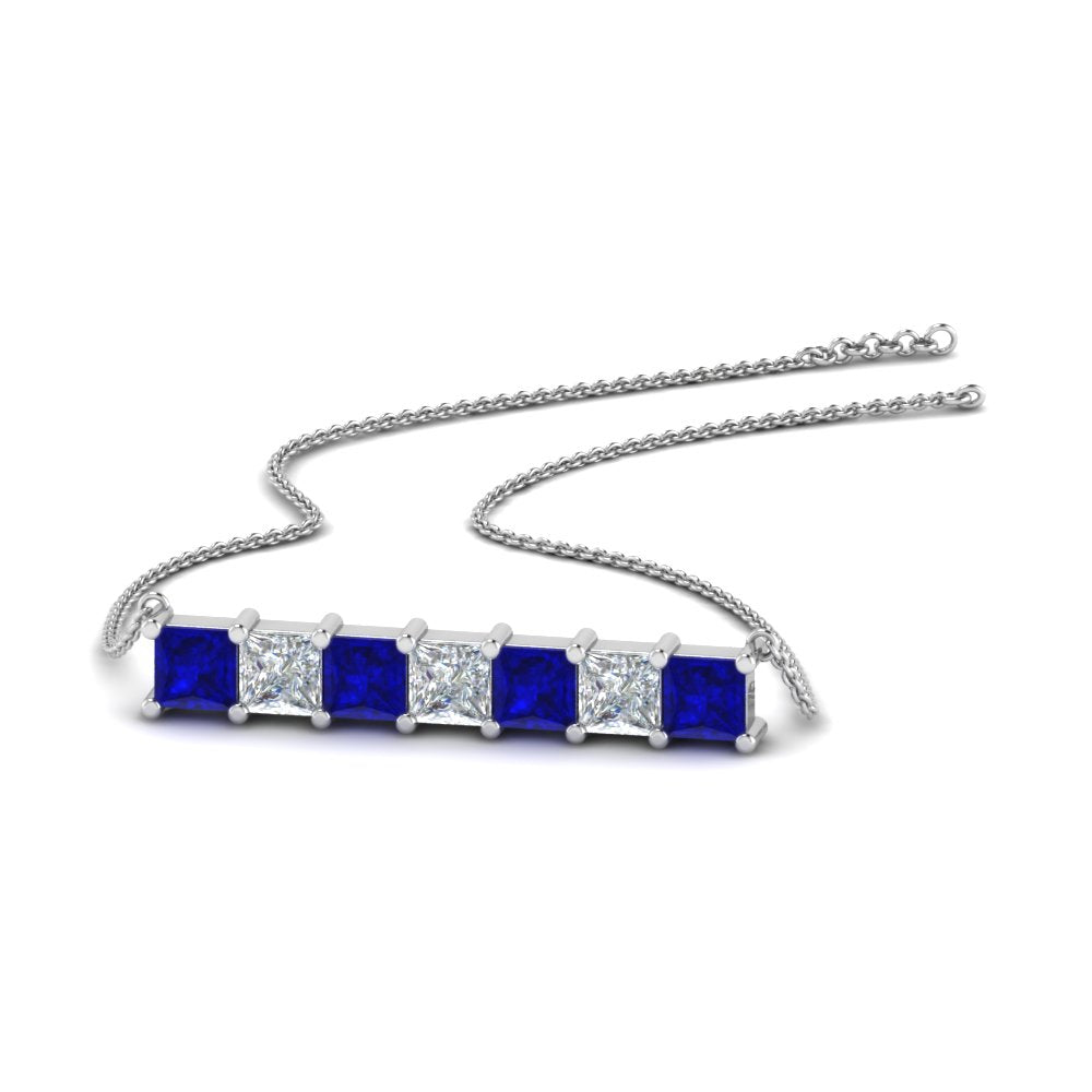 Princess Cut Horizontal Bar Pendant Fascinating Diamonds