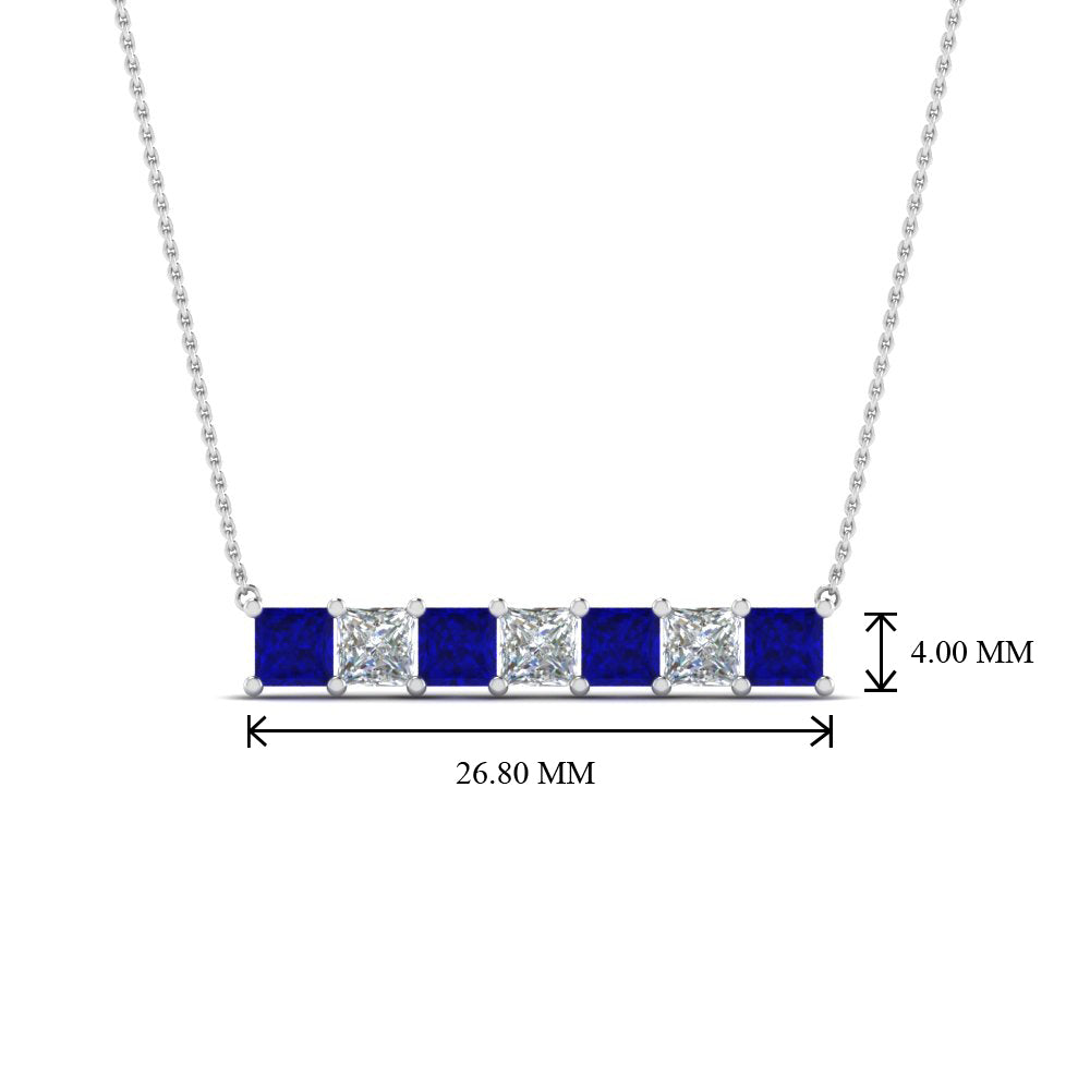 Princess Cut Horizontal Bar Pendant Fascinating Diamonds