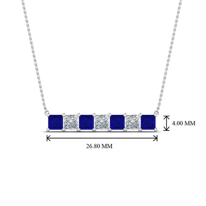 Princess Cut Horizontal Bar Pendant Fascinating Diamonds