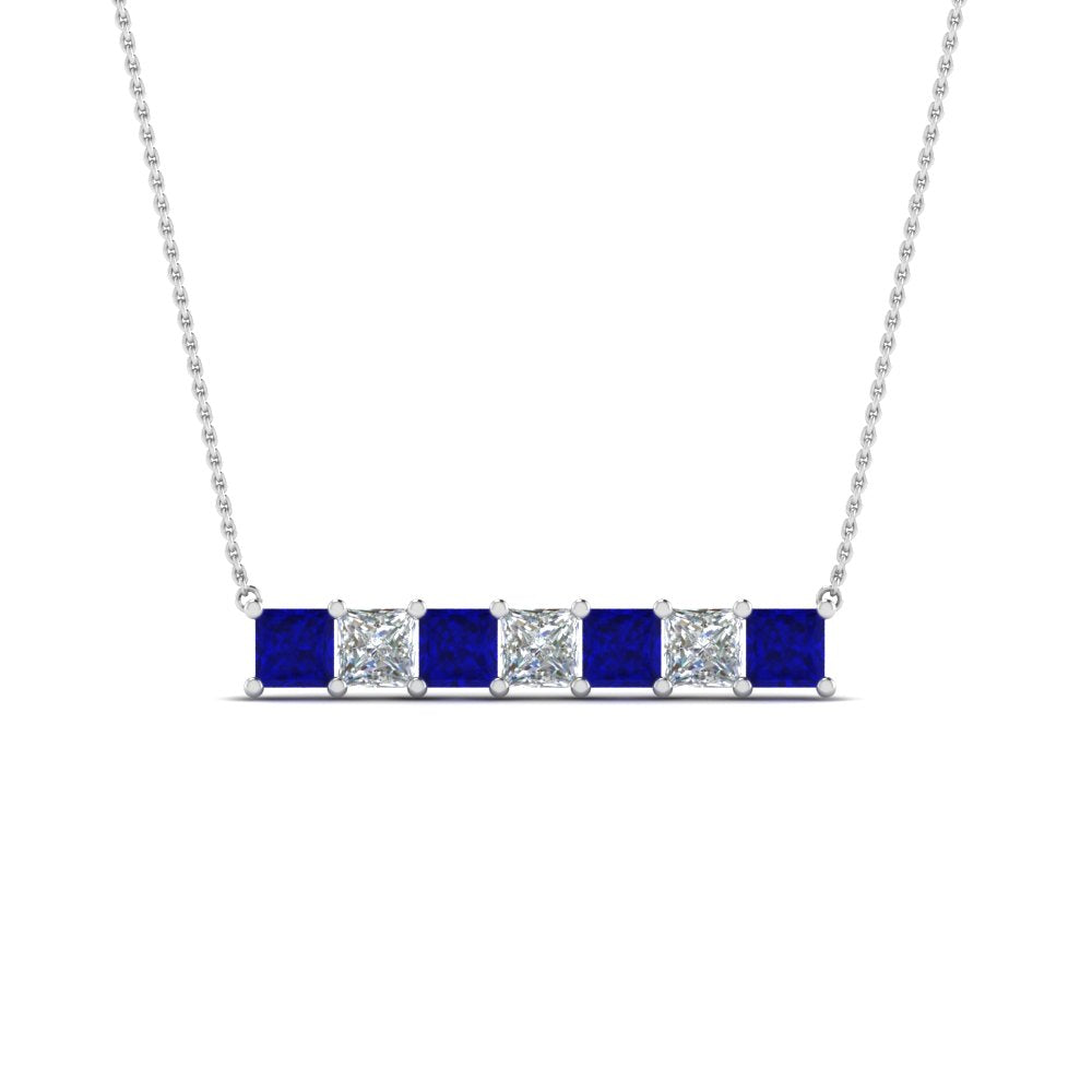 Princess Cut Horizontal Bar Pendant Fascinating Diamonds