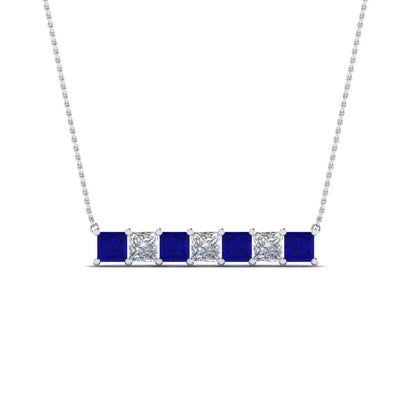 Princess Cut Horizontal Bar Pendant Fascinating Diamonds