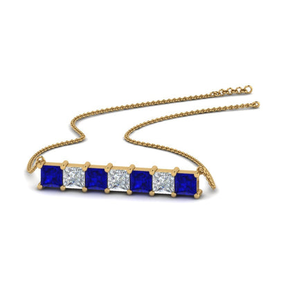 Princess Cut Horizontal Bar Pendant Fascinating Diamonds
