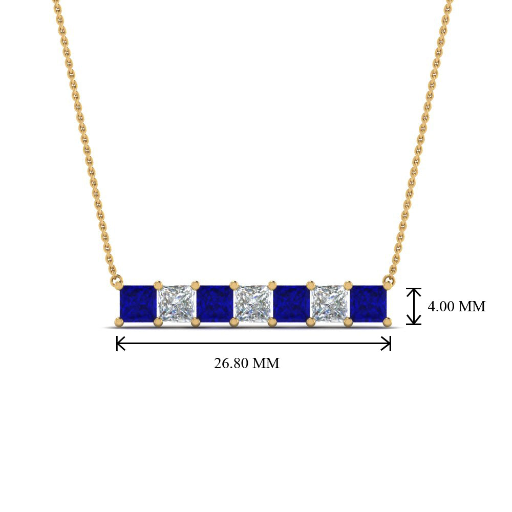 Princess Cut Horizontal Bar Pendant Fascinating Diamonds