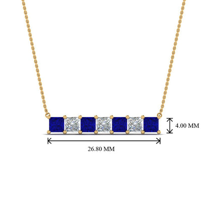Princess Cut Horizontal Bar Pendant Fascinating Diamonds
