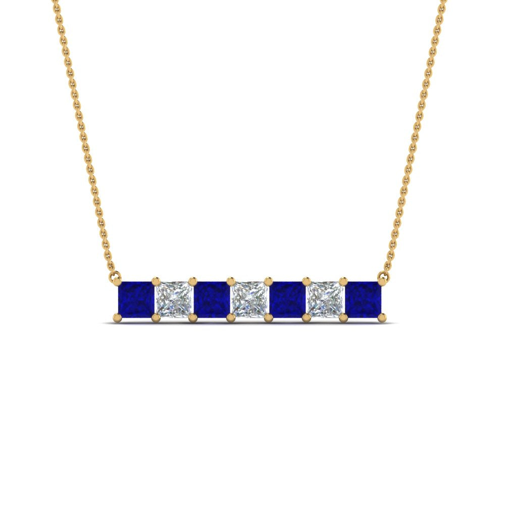 Princess Cut Horizontal Bar Pendant Fascinating Diamonds