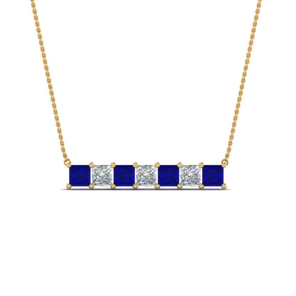 Princess Cut Horizontal Bar Pendant Fascinating Diamonds