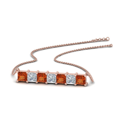 Princess Cut Horizontal Bar Pendant Fascinating Diamonds