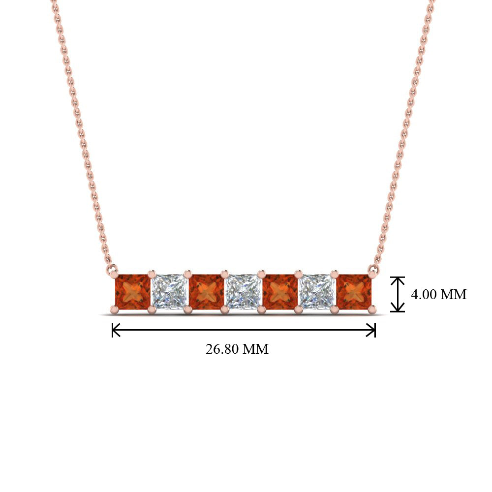 Princess Cut Horizontal Bar Pendant Fascinating Diamonds