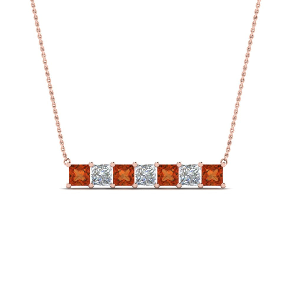 Princess Cut Horizontal Bar Pendant Fascinating Diamonds