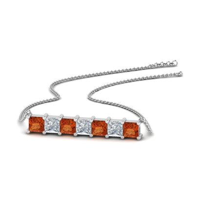 Princess Cut Horizontal Bar Pendant Fascinating Diamonds