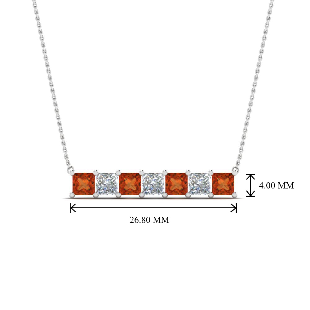 Princess Cut Horizontal Bar Pendant Fascinating Diamonds