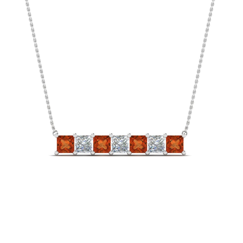 Princess Cut Horizontal Bar Pendant Fascinating Diamonds