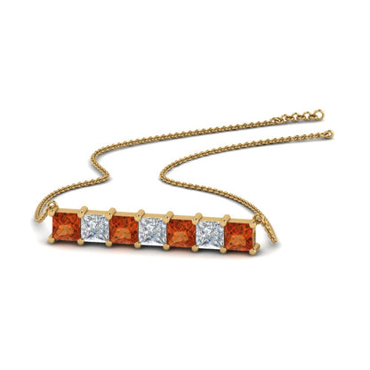 Princess Cut Horizontal Bar Pendant Fascinating Diamonds