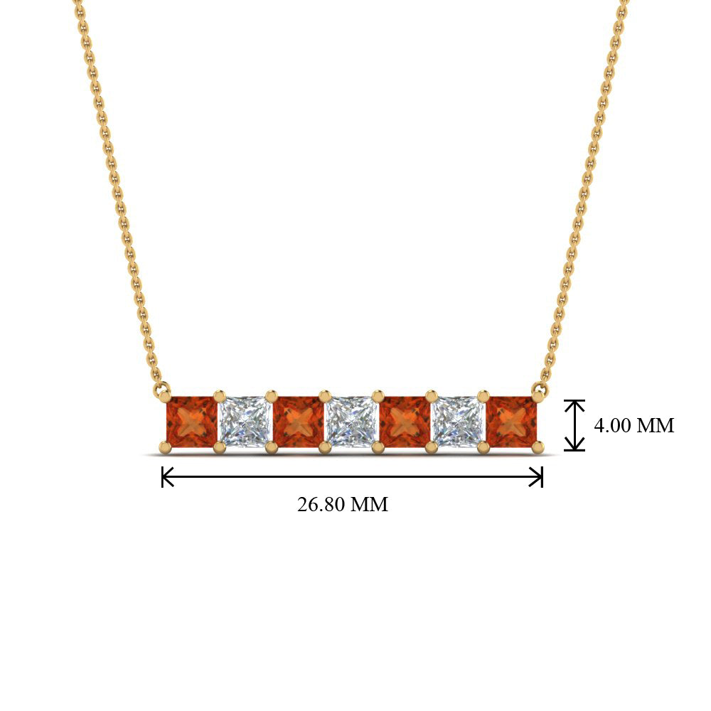 Princess Cut Horizontal Bar Pendant Fascinating Diamonds