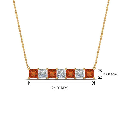 Princess Cut Horizontal Bar Pendant Fascinating Diamonds